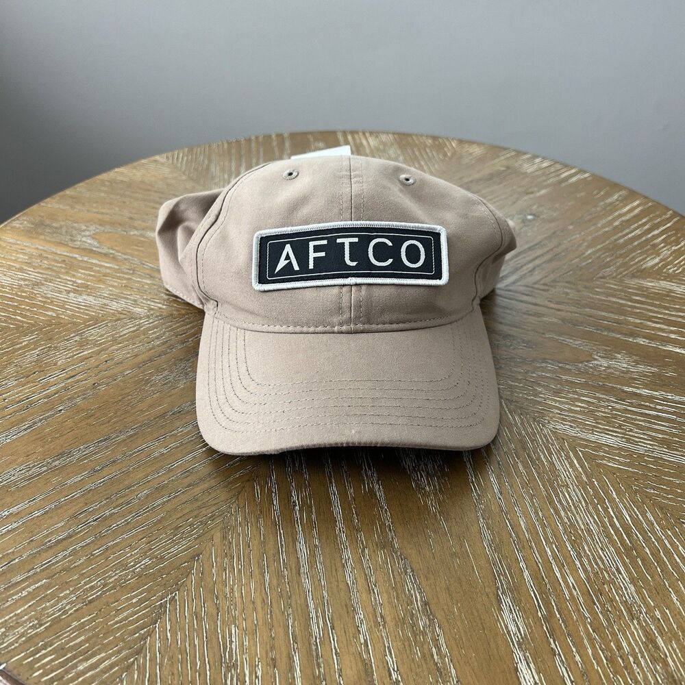 AFTCO Mens OSFM Logo Patch Adjustable Fishing Cap AFTPromo Dad Hat Tank/Khaki